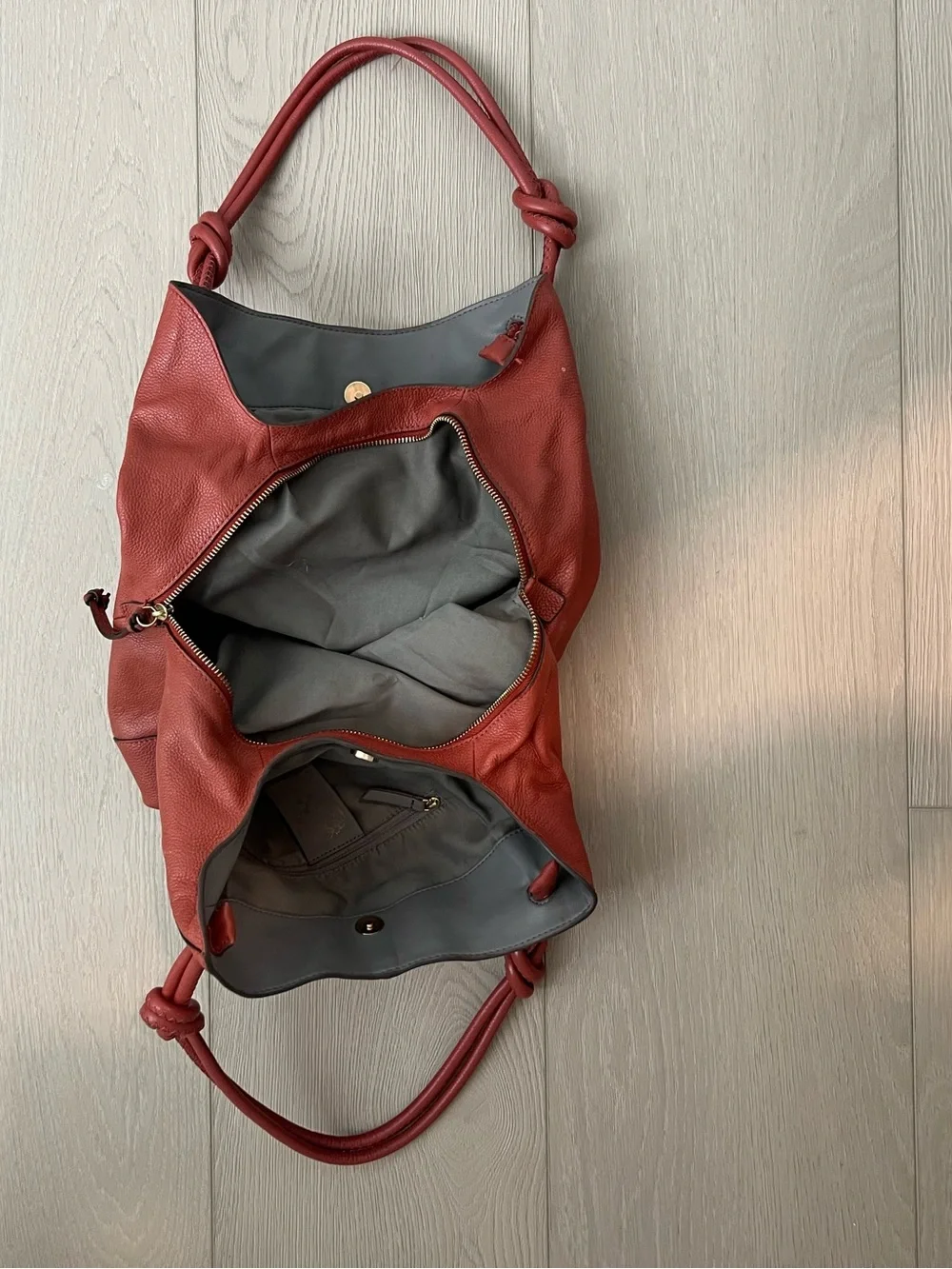 Vince Camuto Leather Hobo Bag Rust Terracotta Slouchy Shoulder Bag